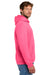 Port & Company PC68H Mens Easy Fleece Hooded Sweatshirt Hoodie w/ Pouch Pocket Neon Pink Model Side