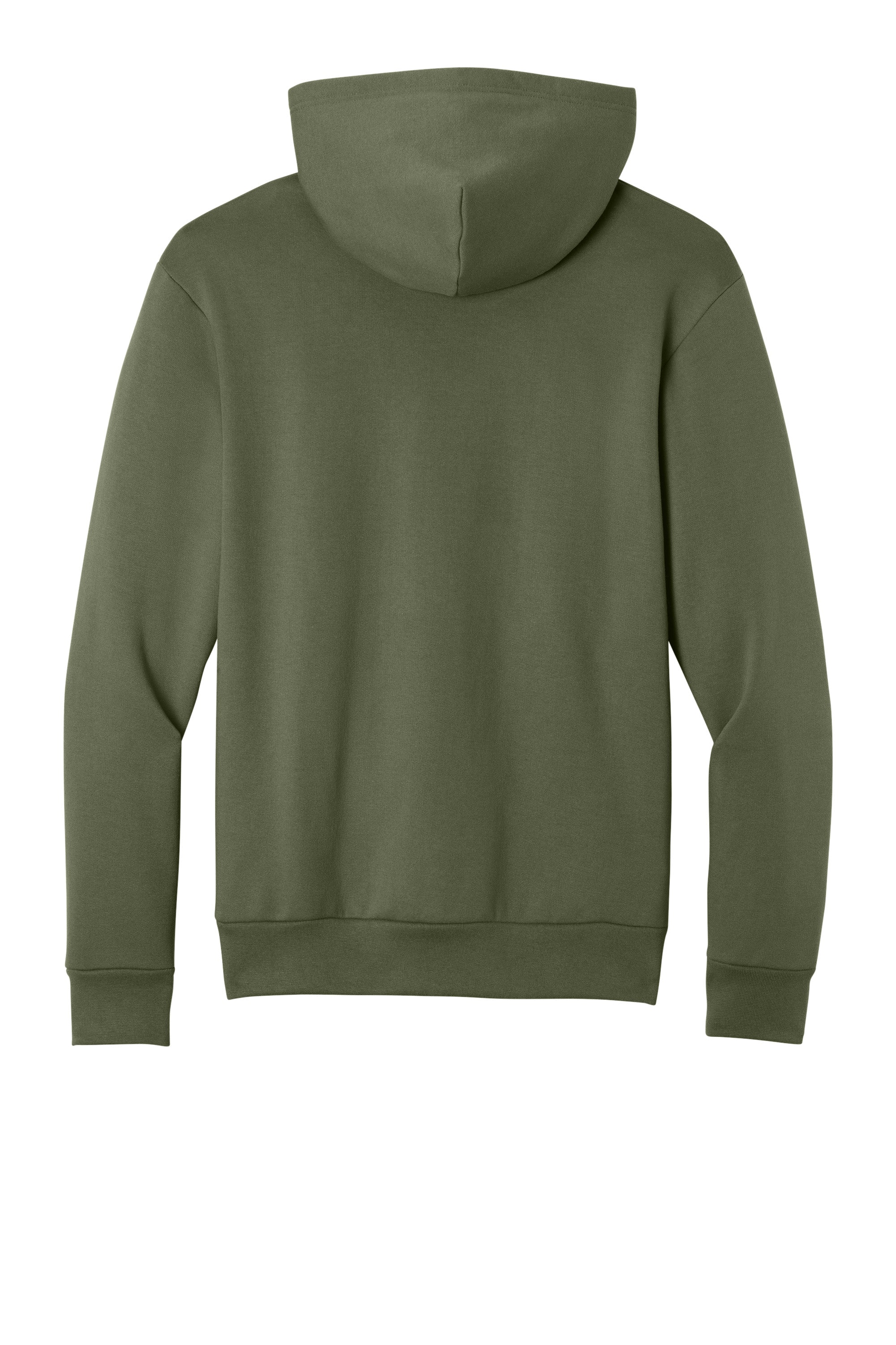 Port & Company PC68H Mens Easy Fleece Hooded Sweatshirt Hoodie w/ Pouch Pocket Olive Drab Green Flat Back