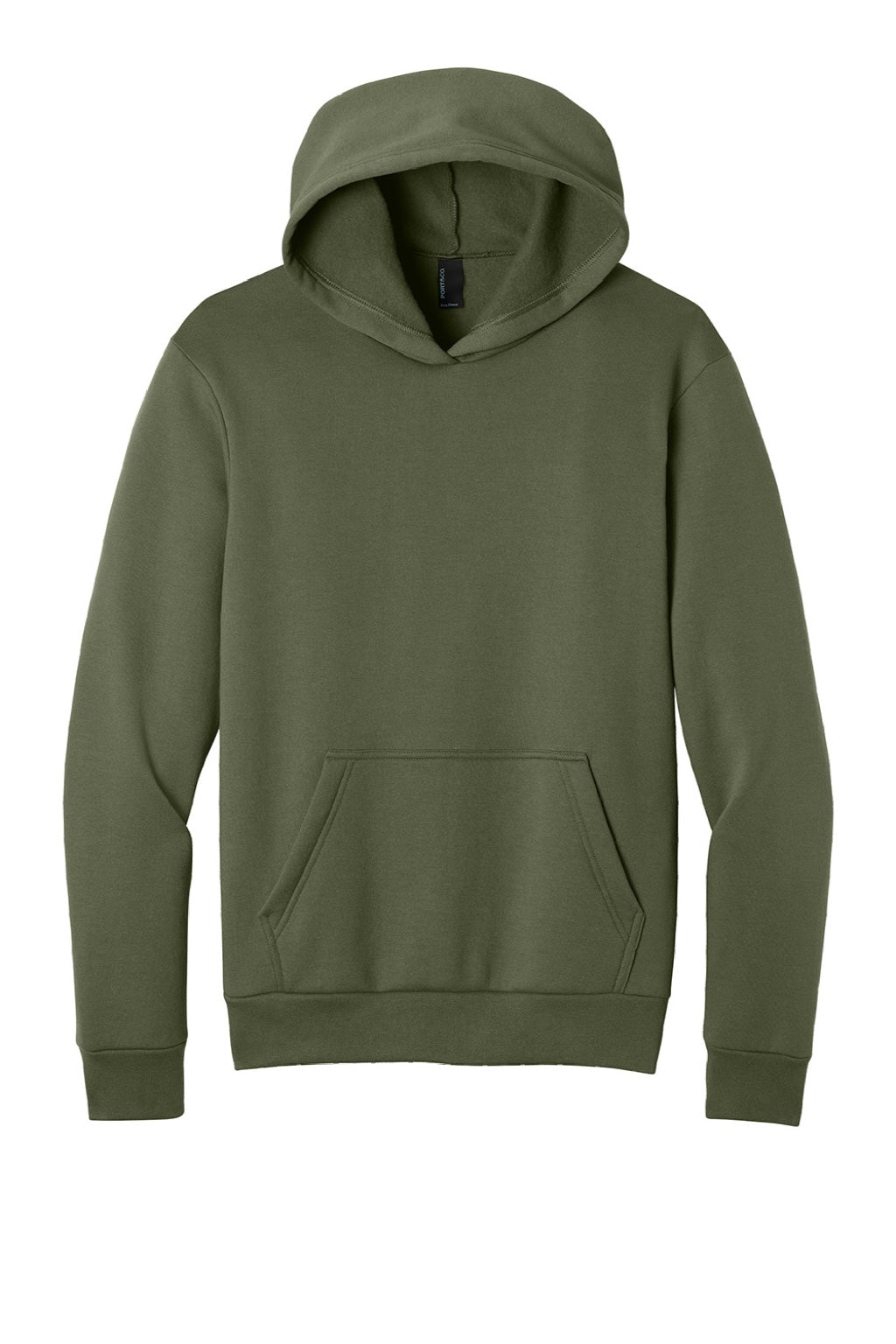 Port & Company PC68H Mens Easy Fleece Hooded Sweatshirt Hoodie w/ Pouch Pocket Olive Drab Green Flat Front