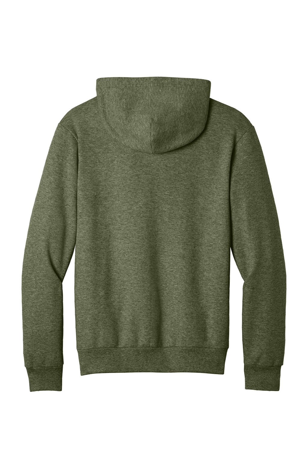 Port & Company PC68H Mens Easy Fleece Hooded Sweatshirt Hoodie w/ Pouch Pocket Heather Olive Drab Green Flat Back