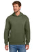 Port & Company PC68H Mens Easy Fleece Hooded Sweatshirt Hoodie w/ Pouch Pocket Olive Drab Green Model Front