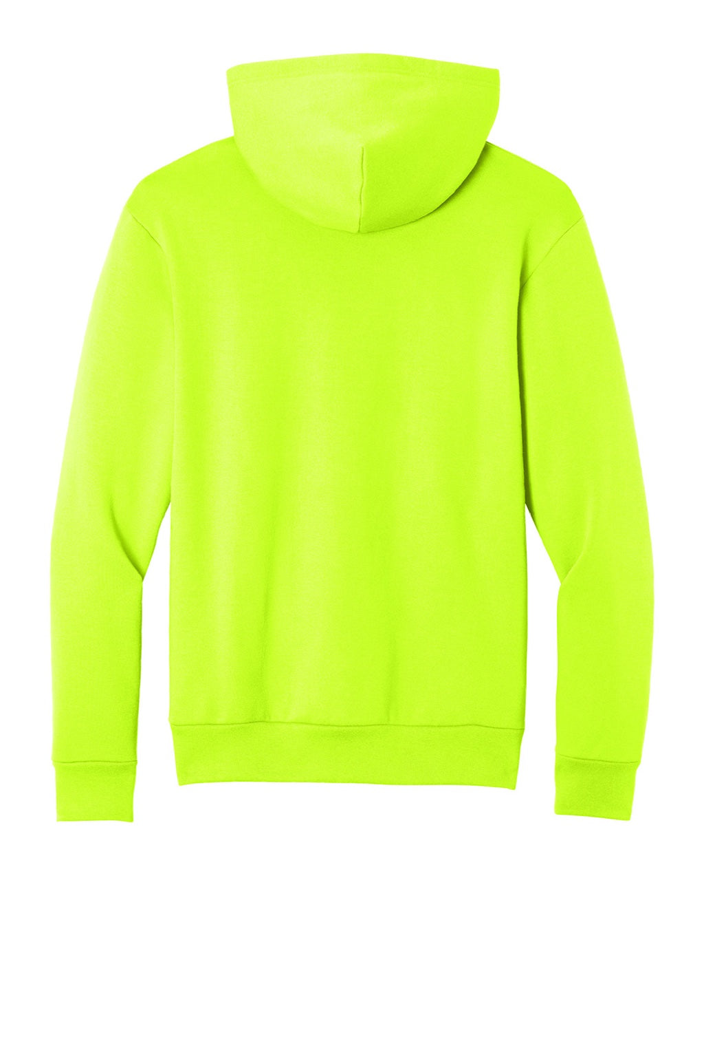Port & Company PC68H Mens Easy Fleece Hooded Sweatshirt Hoodie w/ Pouch Pocket Safety Green Flat Back