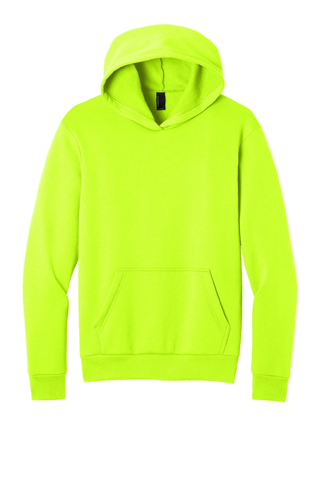 Port & Company PC68H Mens Easy Fleece Hooded Sweatshirt Hoodie w/ Pouch Pocket Safety Green Flat Front