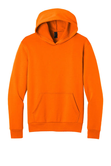 Port & Company PC68H Mens Easy Fleece Hooded Sweatshirt Hoodie w/ Pouch Pocket Safety Orange Flat Front