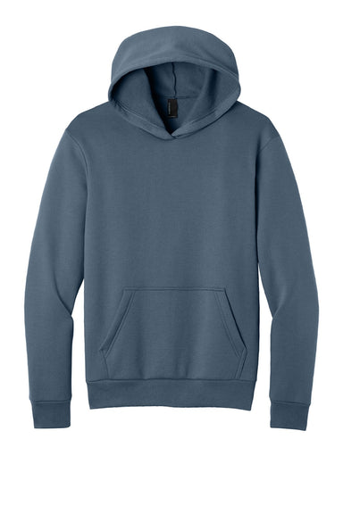 Port & Company PC68H Mens Easy Fleece Hooded Sweatshirt Hoodie w/ Pouch Pocket Steel Blue Flat Front