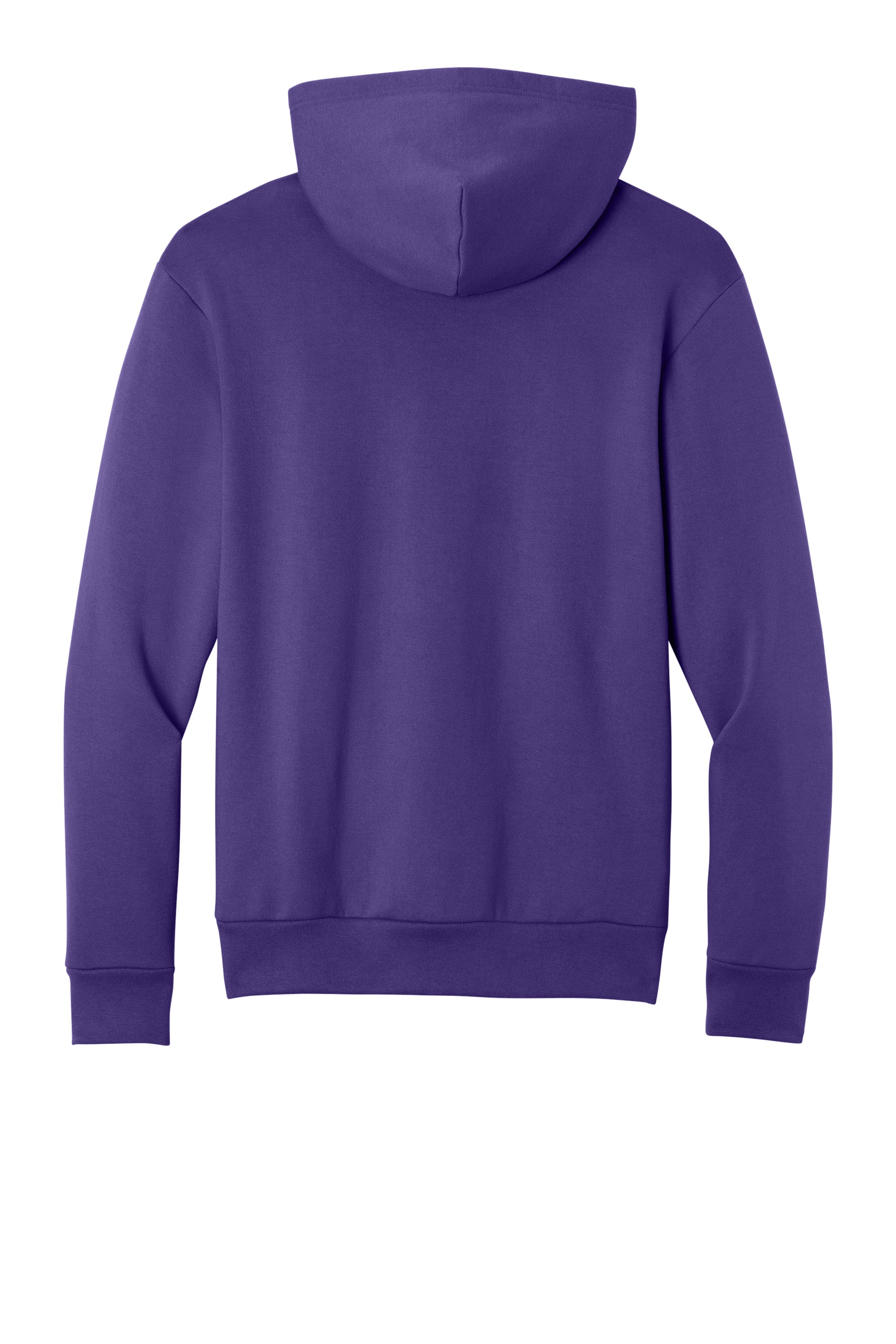 Port & Company PC68H Mens Easy Fleece Hooded Sweatshirt Hoodie w/ Pouch Pocket Team Purple Flat Back