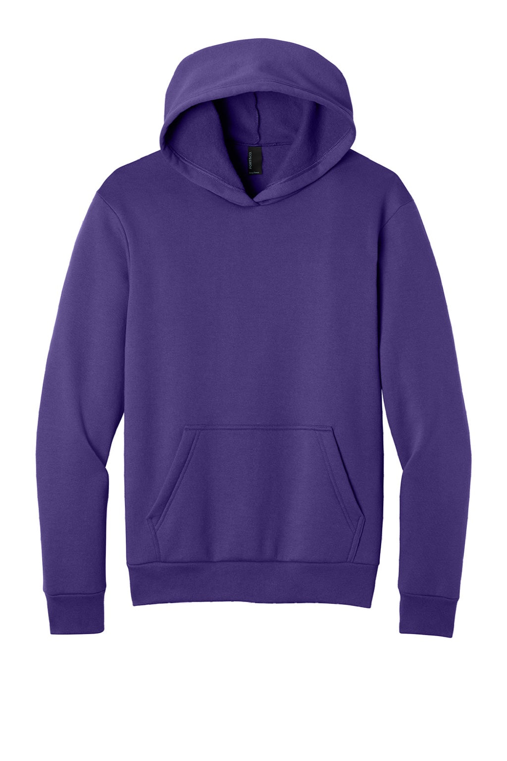 Port & Company PC68H Mens Easy Fleece Hooded Sweatshirt Hoodie w/ Pouch Pocket Team Purple Flat Front