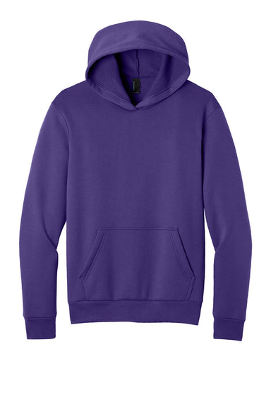 Port & Company PC68H Mens Easy Fleece Hooded Sweatshirt Hoodie w/ Pouch Pocket Team Purple Flat Front