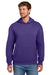 Port & Company PC68H Mens Easy Fleece Hooded Sweatshirt Hoodie w/ Pouch Pocket Team Purple Model Front