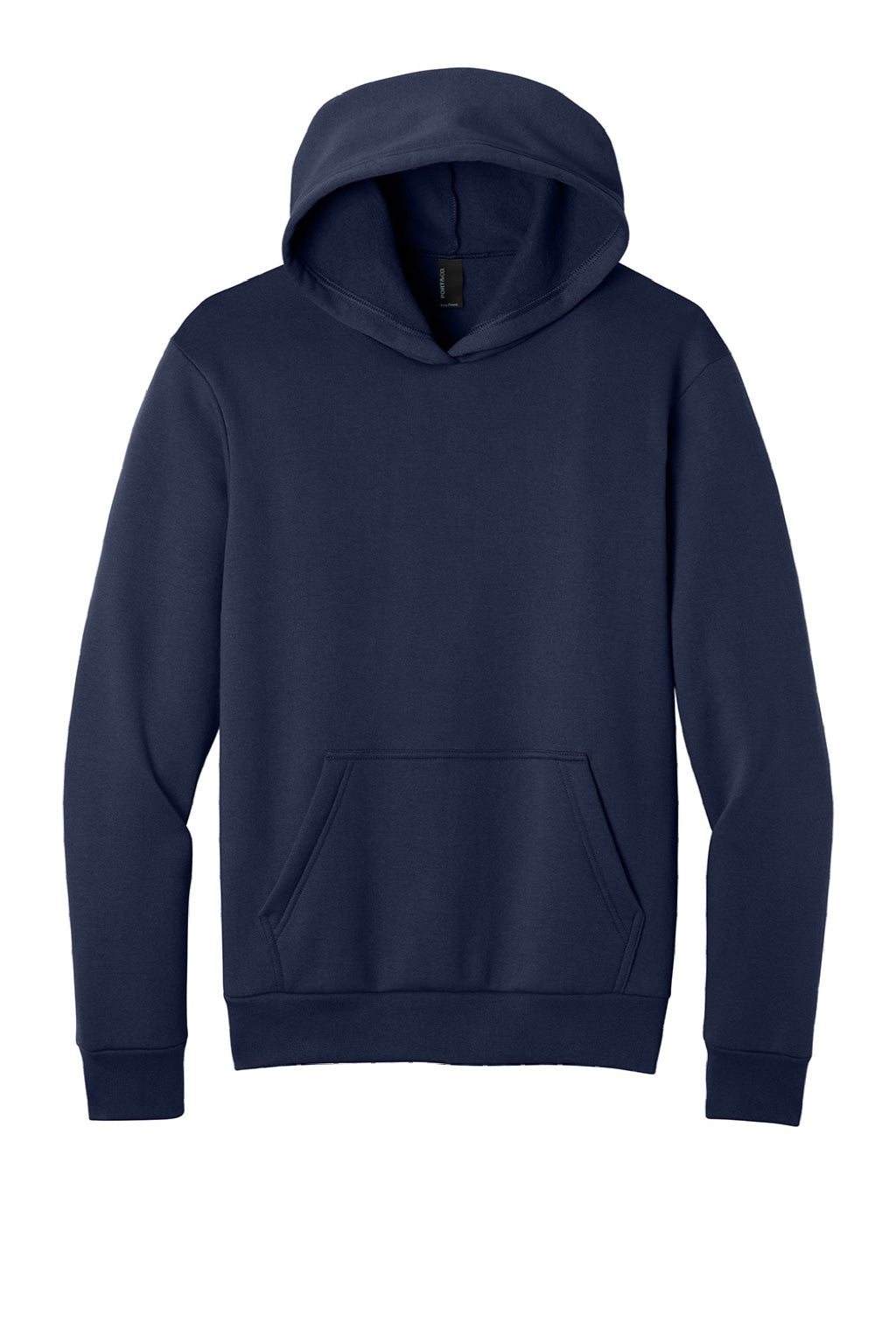 Port & Company PC68H Mens Easy Fleece Hooded Sweatshirt Hoodie w/ Pouch Pocket True Navy Blue Flat Front