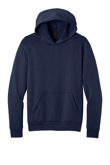 Port & Company PC68H Mens Easy Fleece Hooded Sweatshirt Hoodie w/ Pouch Pocket True Navy Blue Flat Front