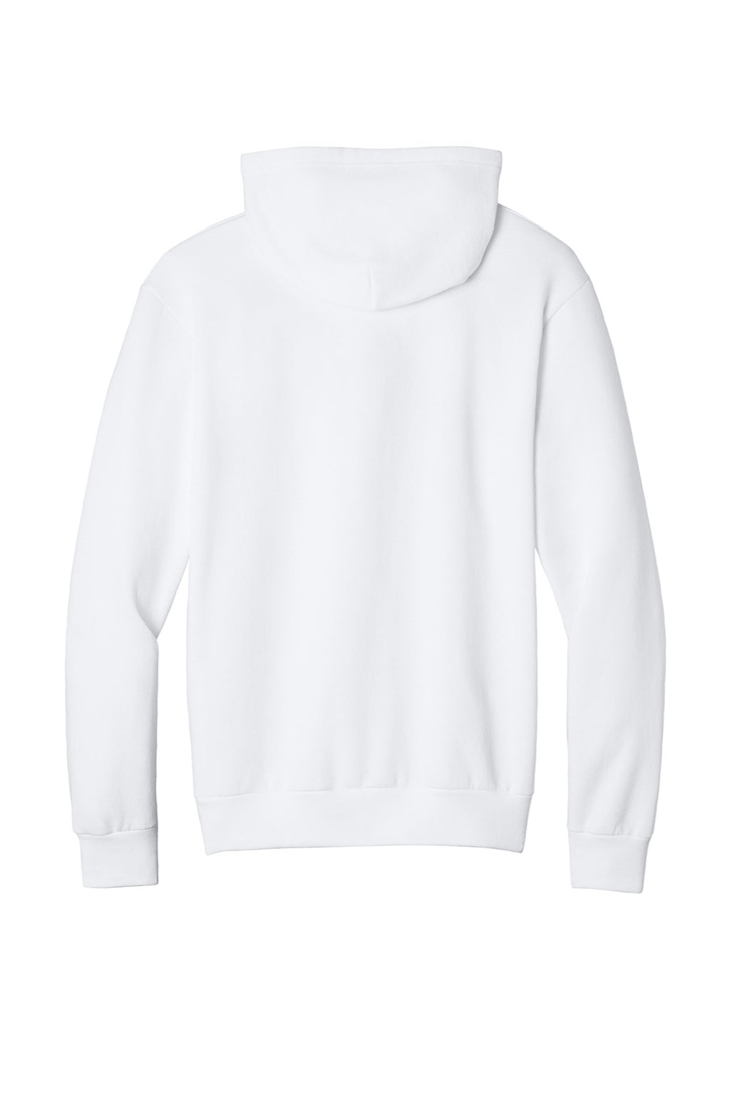 Port & Company PC68H Mens Easy Fleece Hooded Sweatshirt Hoodie w/ Pouch Pocket White Flat Back