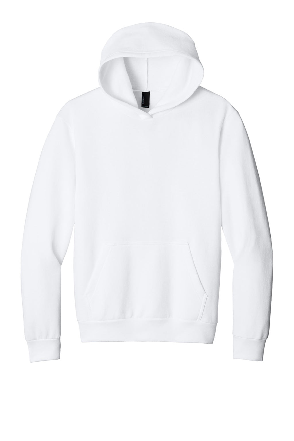 Port & Company PC68H Mens Easy Fleece Hooded Sweatshirt Hoodie w/ Pouch Pocket White Flat Front
