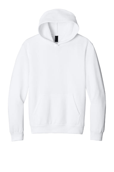 Port & Company PC68H Mens Easy Fleece Hooded Sweatshirt Hoodie w/ Pouch Pocket White Flat Front