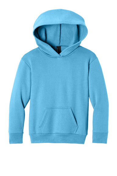 Port & Company PC68YH Youth Easy Fleece Hooded Sweatshirt Hoodie w/ Pouch Pocket Aquatic Blue Flat Front
