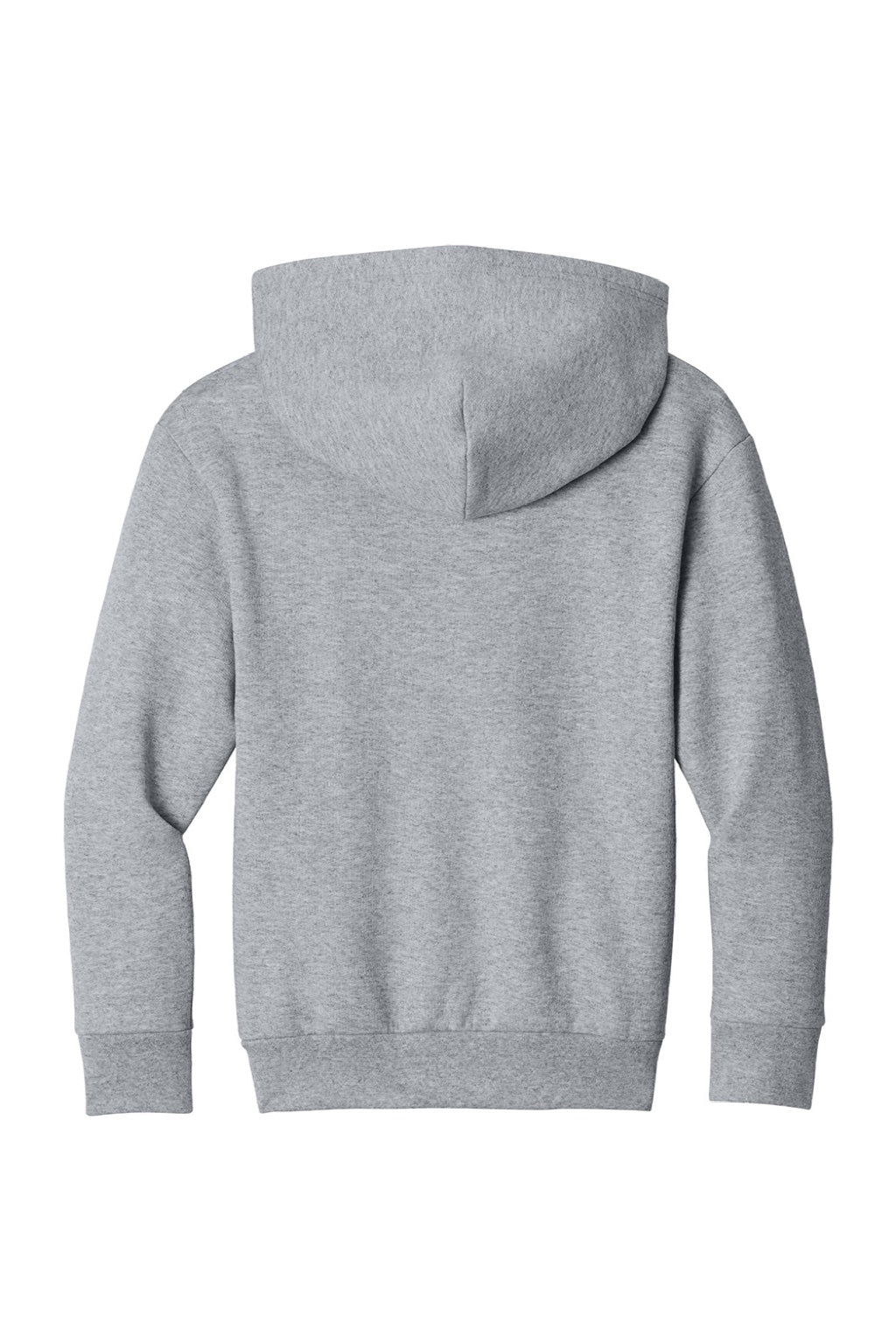 Port & Company PC68YH Youth Easy Fleece Hooded Sweatshirt Hoodie w/ Pouch Pocket Heather Grey Flat Back