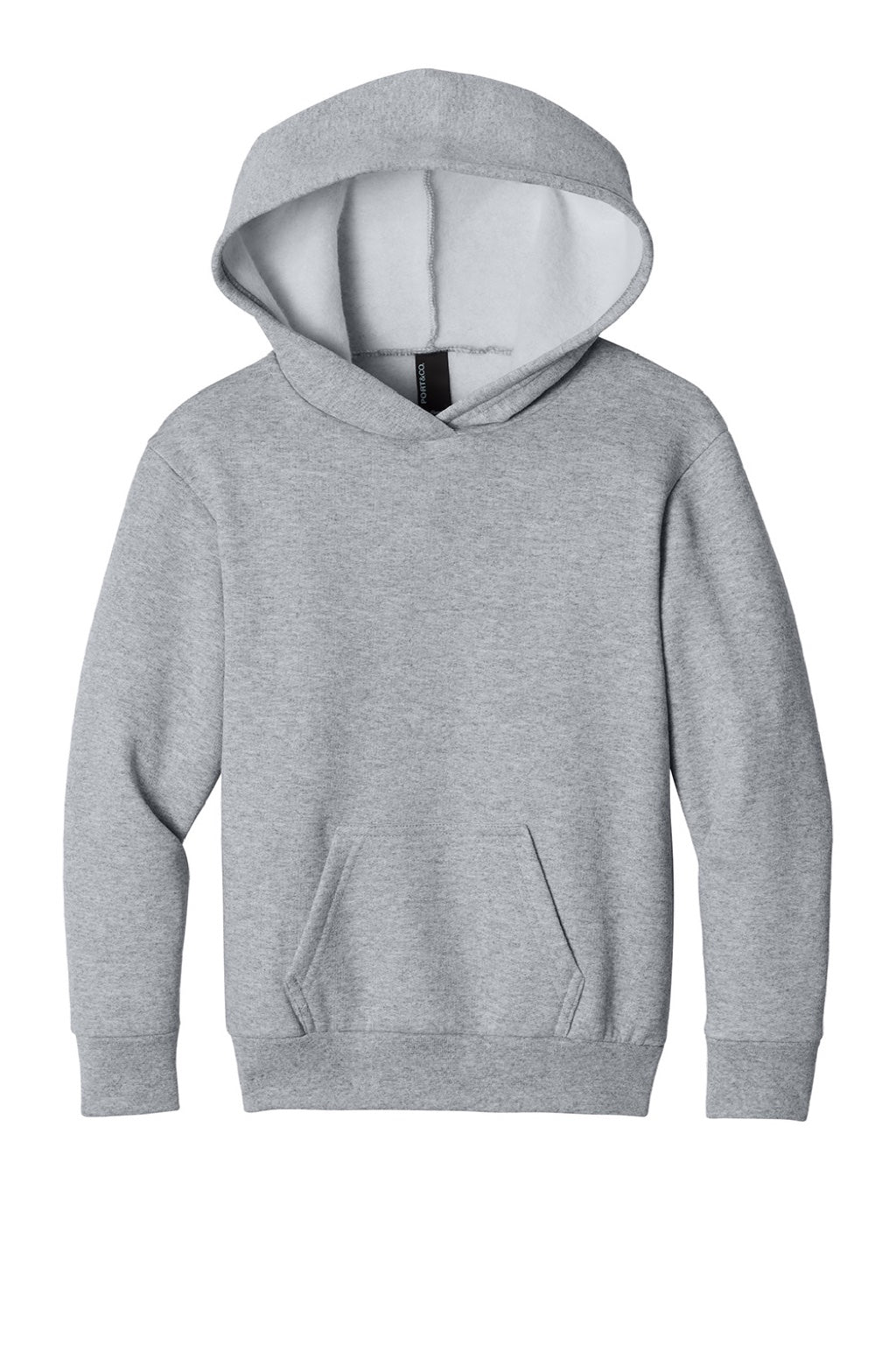Port & Company PC68YH Youth Easy Fleece Hooded Sweatshirt Hoodie w/ Pouch Pocket Heather Grey Flat Front
