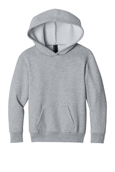 Port & Company PC68YH Youth Easy Fleece Hooded Sweatshirt Hoodie w/ Pouch Pocket Heather Grey Flat Front