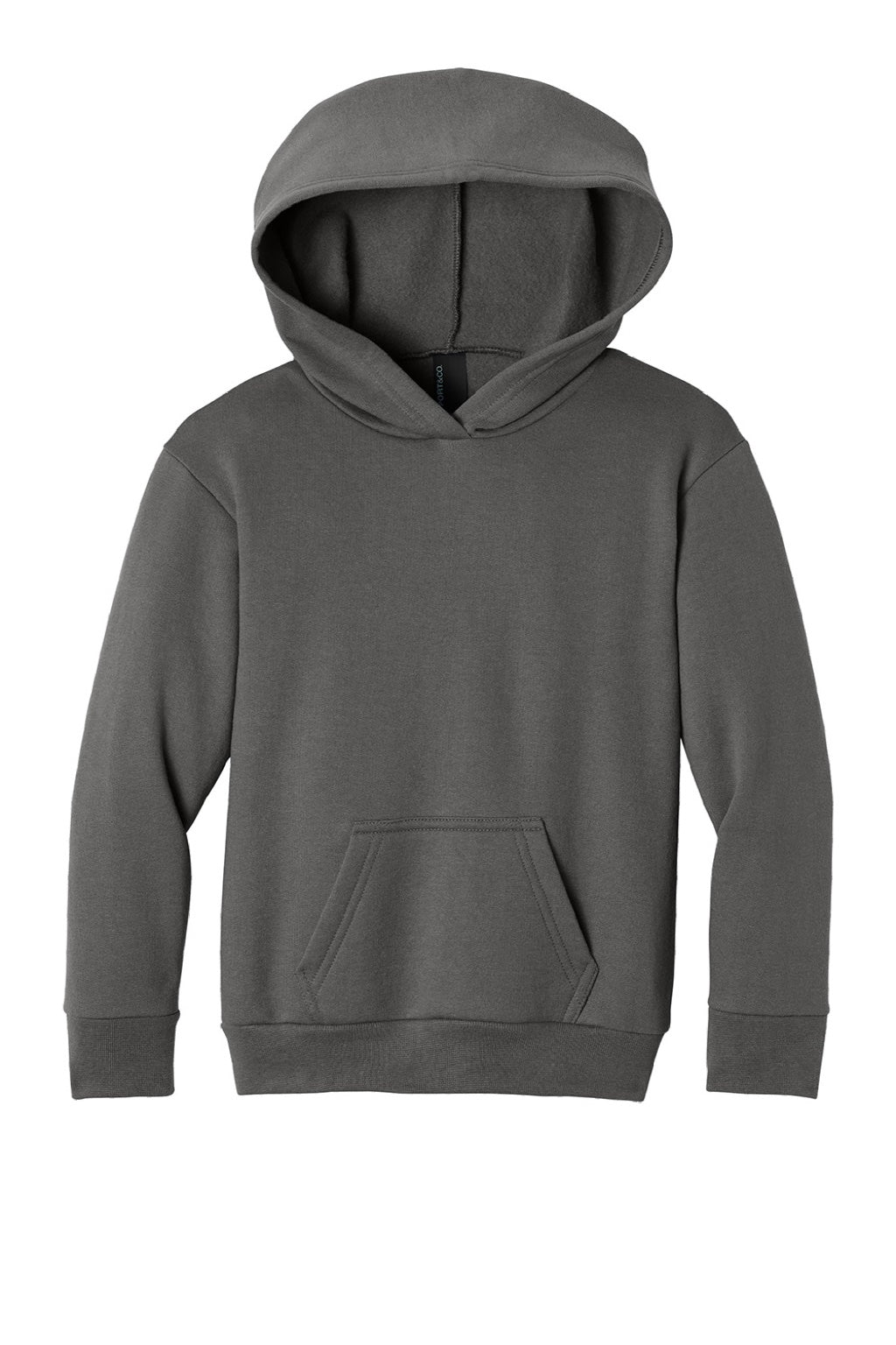 Port & Company PC68YH Youth Easy Fleece Hooded Sweatshirt Hoodie w/ Pouch Pocket Charcoal Grey Flat Front