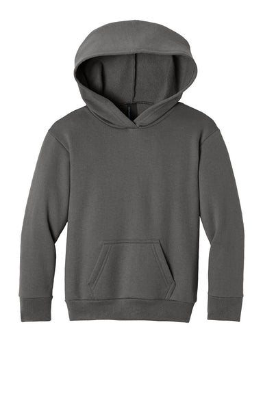 Port & Company PC68YH Youth Easy Fleece Hooded Sweatshirt Hoodie w/ Pouch Pocket Charcoal Grey Flat Front