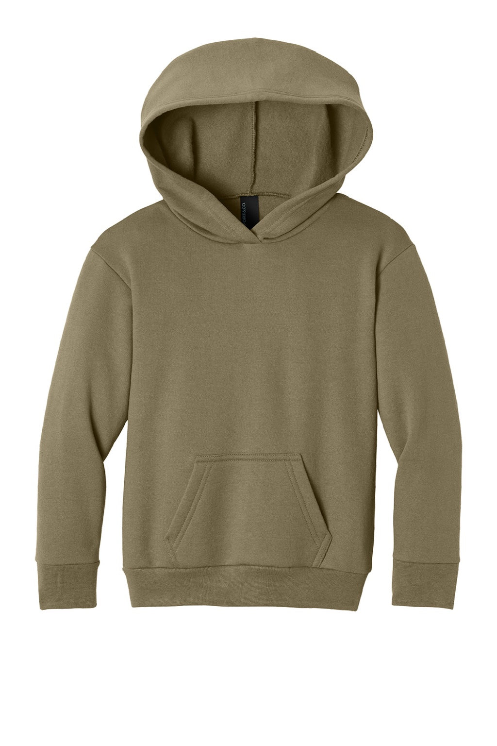 Port & Company PC68YH Youth Easy Fleece Hooded Sweatshirt Hoodie w/ Pouch Pocket Coyote Brown Flat Front