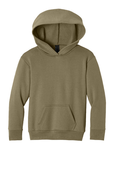 Port & Company PC68YH Youth Easy Fleece Hooded Sweatshirt Hoodie w/ Pouch Pocket Coyote Brown Flat Front