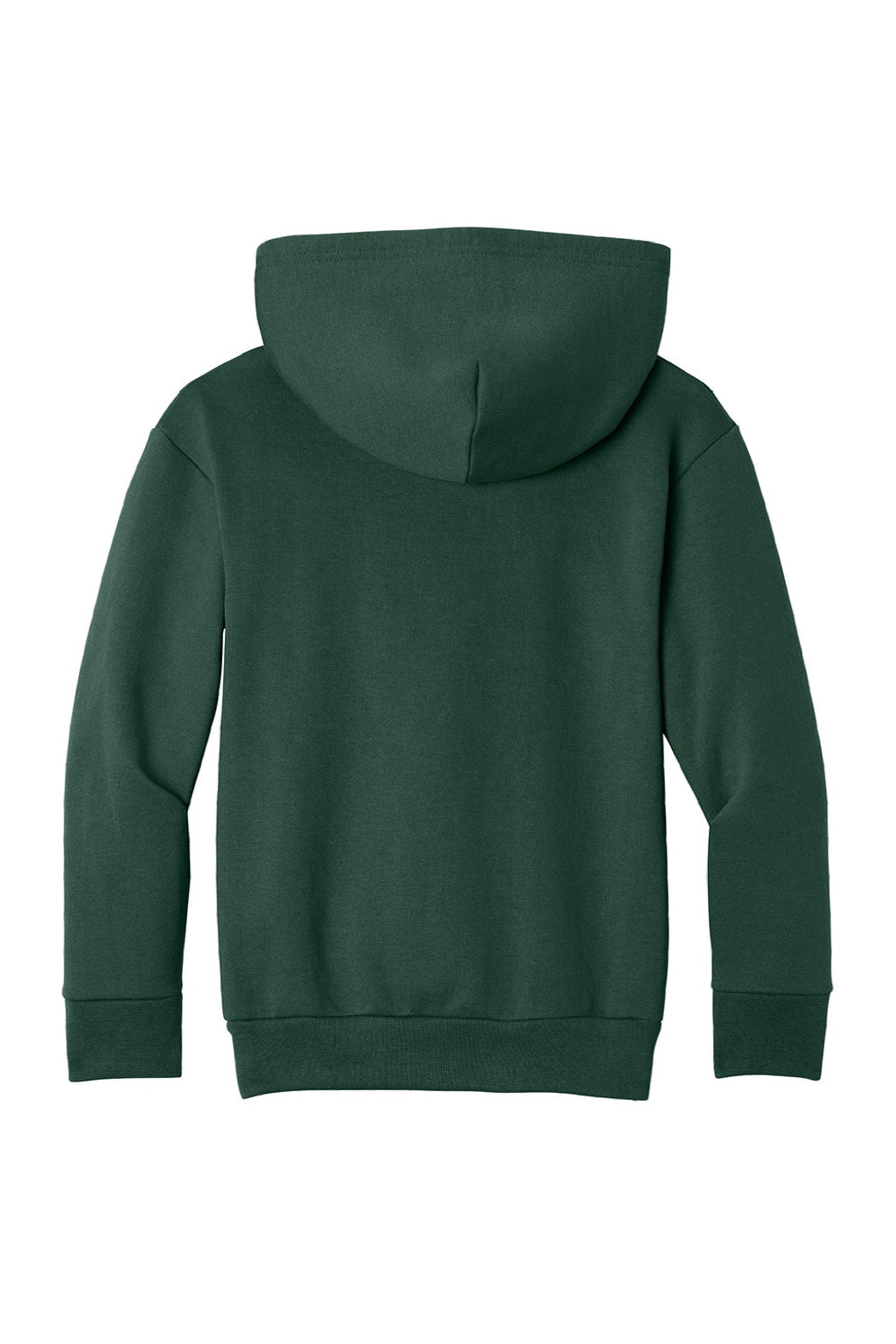 Port & Company PC68YH Youth Easy Fleece Hooded Sweatshirt Hoodie w/ Pouch Pocket Dark Green Flat Back