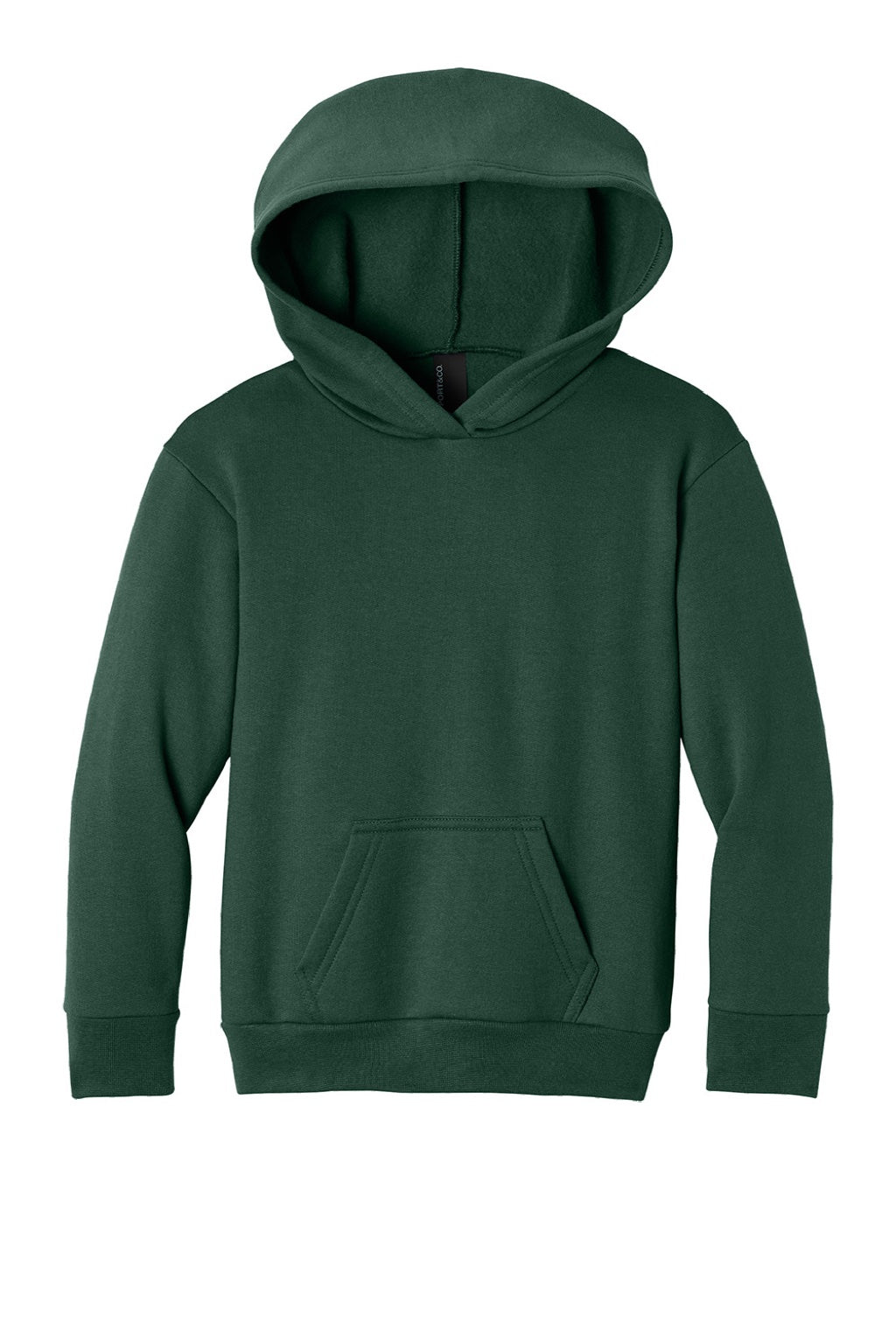 Port & Company PC68YH Youth Easy Fleece Hooded Sweatshirt Hoodie w/ Pouch Pocket Dark Green Flat Front