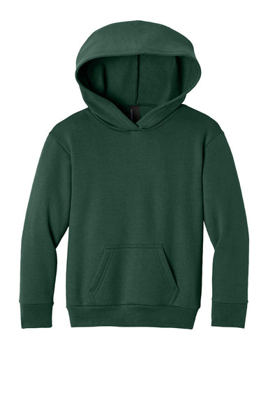 Port & Company PC68YH Youth Easy Fleece Hooded Sweatshirt Hoodie w/ Pouch Pocket Dark Green Flat Front