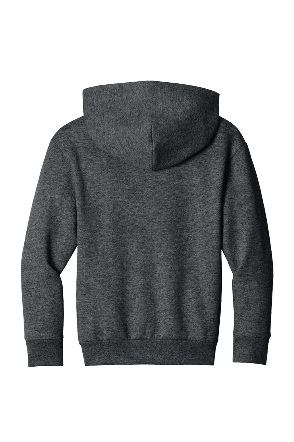 Port & Company PC68YH Youth Easy Fleece Hooded Sweatshirt Hoodie w/ Pouch Pocket Heather Dark Grey Flat Back