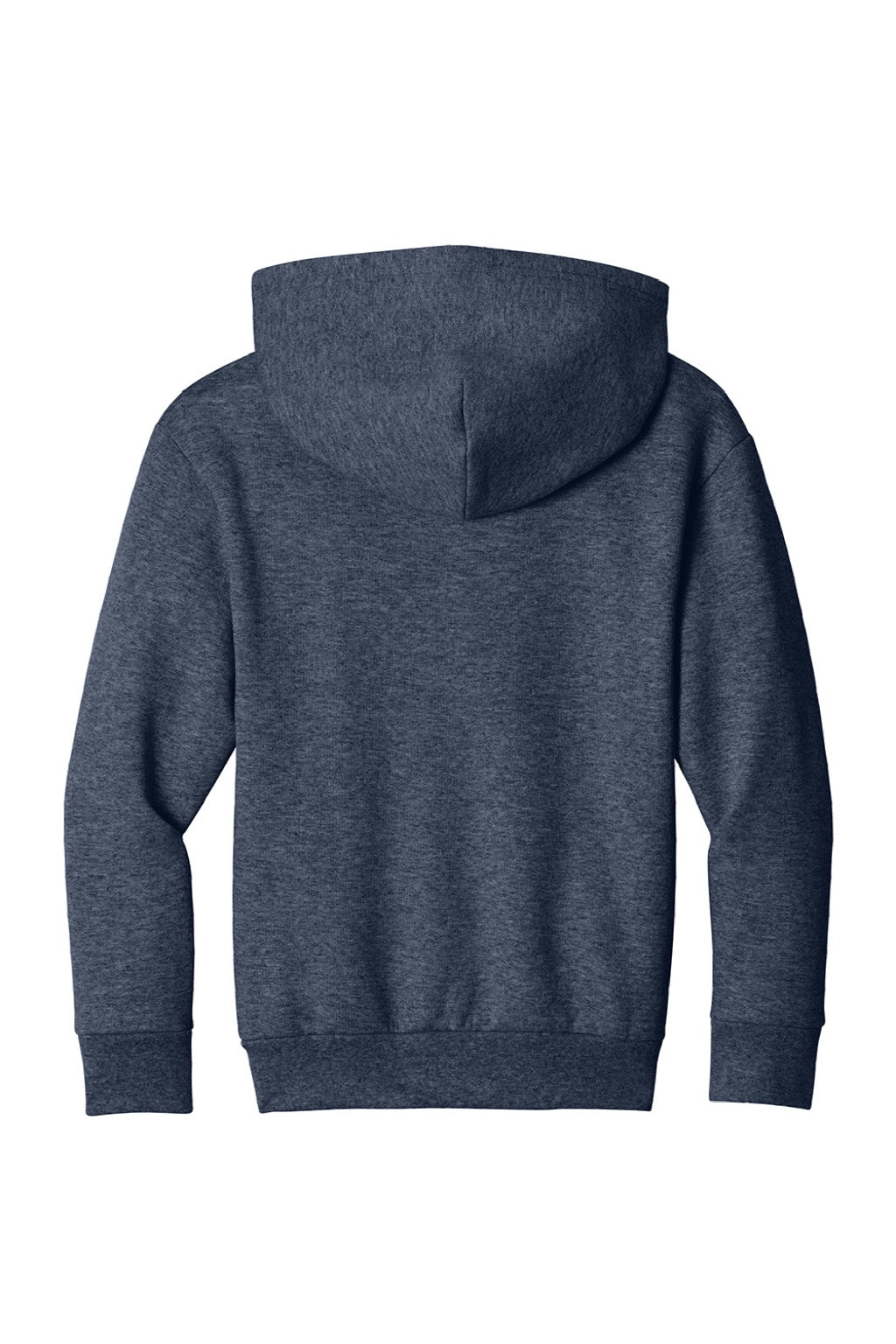 Port & Company PC68YH Youth Easy Fleece Hooded Sweatshirt Hoodie w/ Pouch Pocket Heather Navy Blue Flat Back