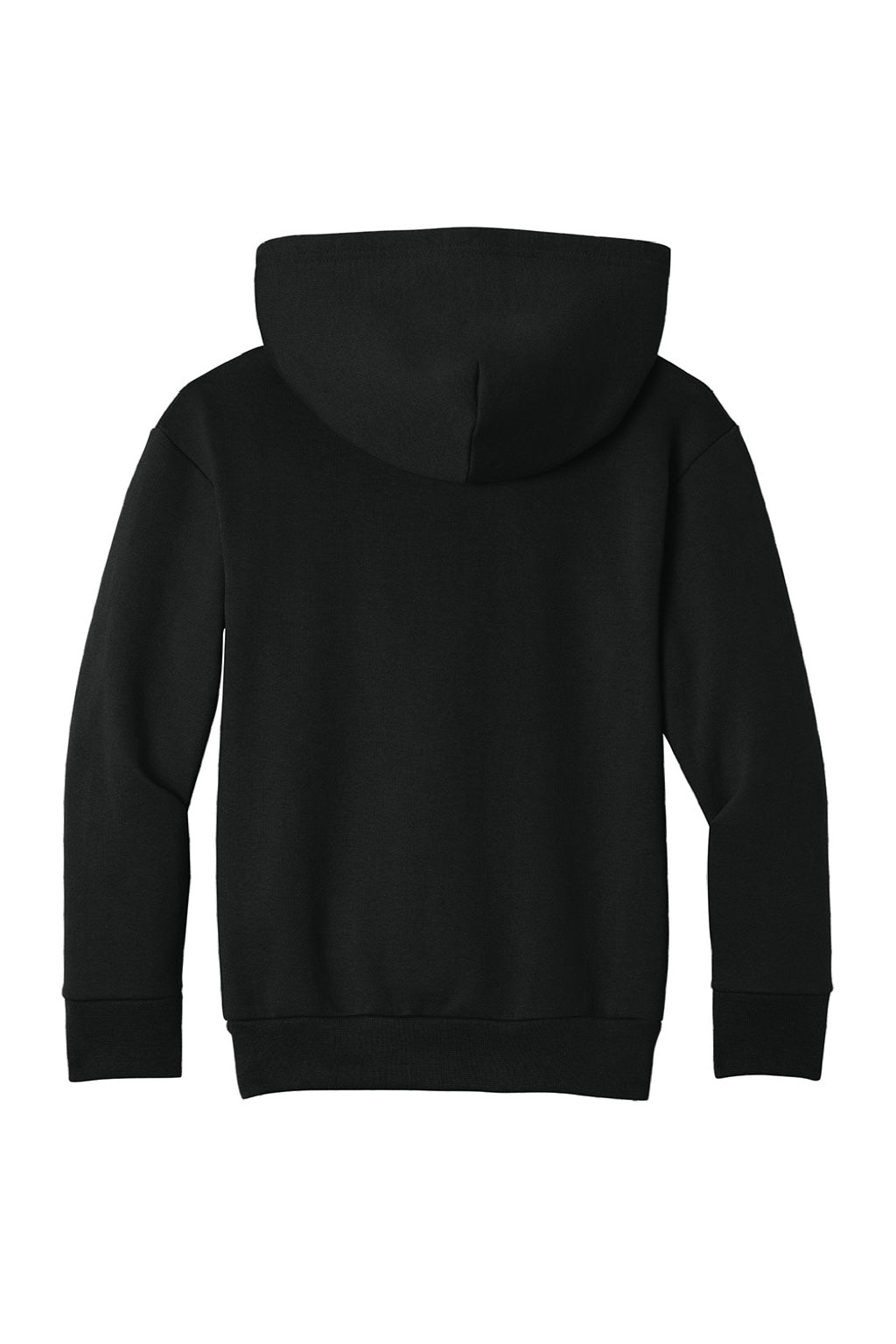 Port & Company PC68YH Youth Easy Fleece Hooded Sweatshirt Hoodie w/ Pouch Pocket Jet Black Flat Back
