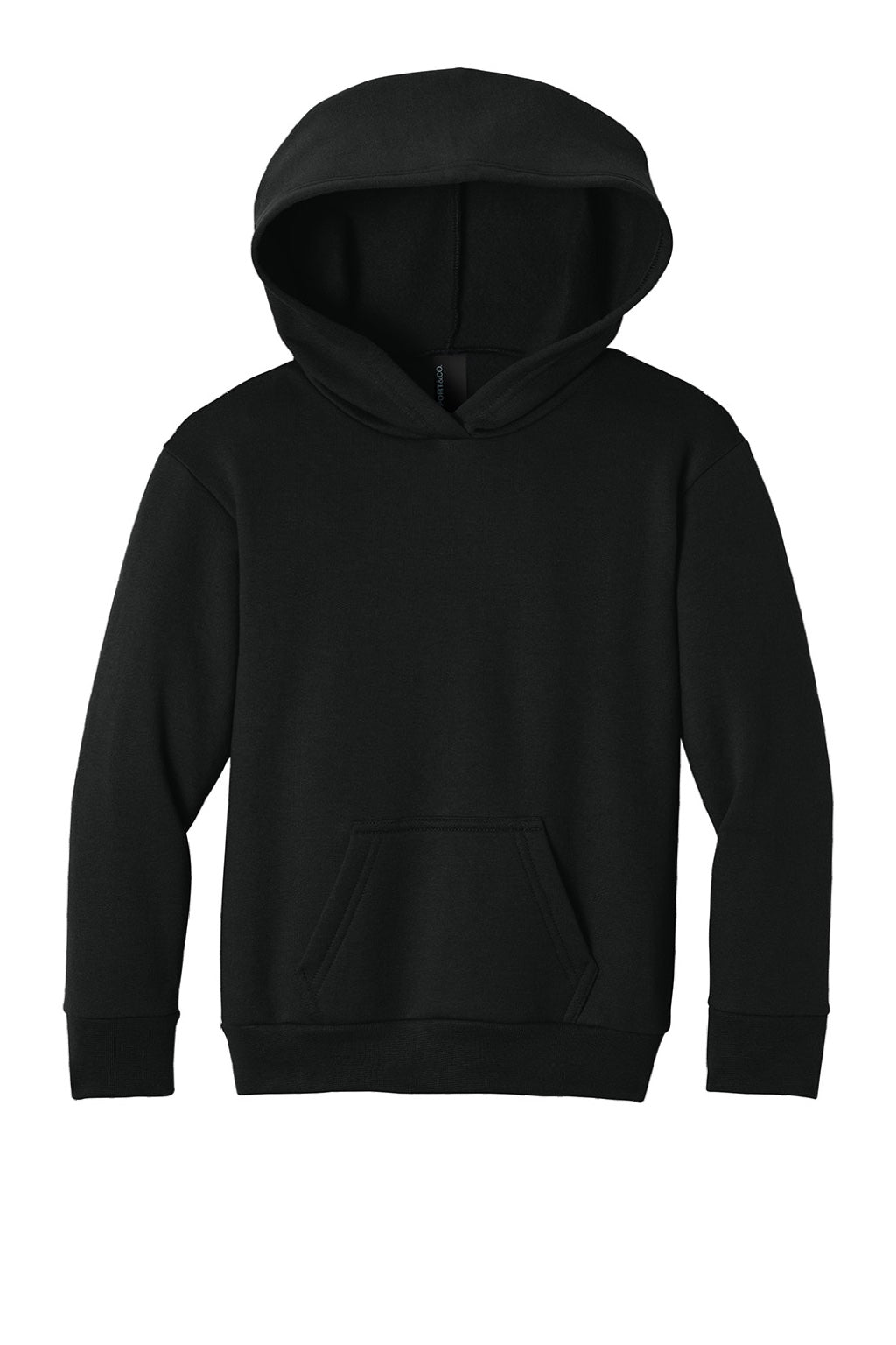 Port & Company PC68YH Youth Easy Fleece Hooded Sweatshirt Hoodie w/ Pouch Pocket Jet Black Flat Front