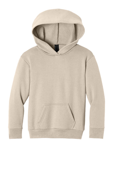 Port & Company PC68YH Youth Easy Fleece Hooded Sweatshirt Hoodie w/ Pouch Pocket Light Sand Brown Flat Front
