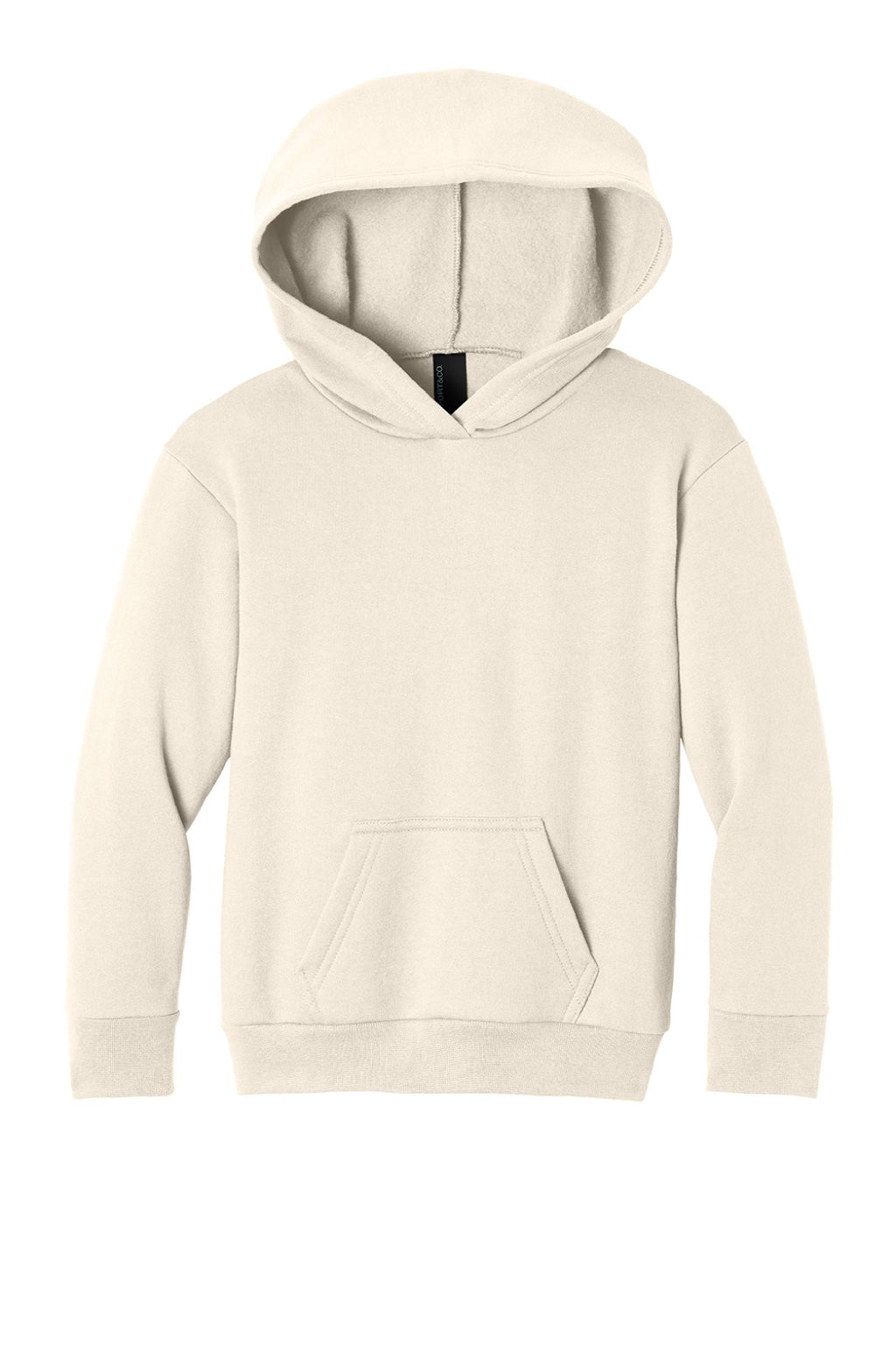 Port & Company PC68YH Youth Easy Fleece Hooded Sweatshirt Hoodie w/ Pouch Pocket Natural Flat Front