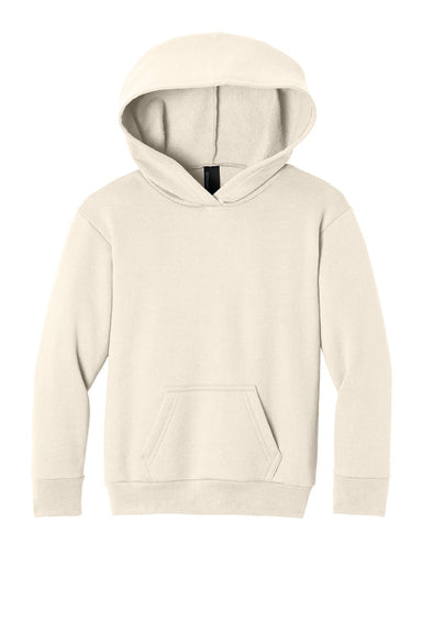 Port & Company PC68YH Youth Easy Fleece Hooded Sweatshirt Hoodie w/ Pouch Pocket Natural Flat Front