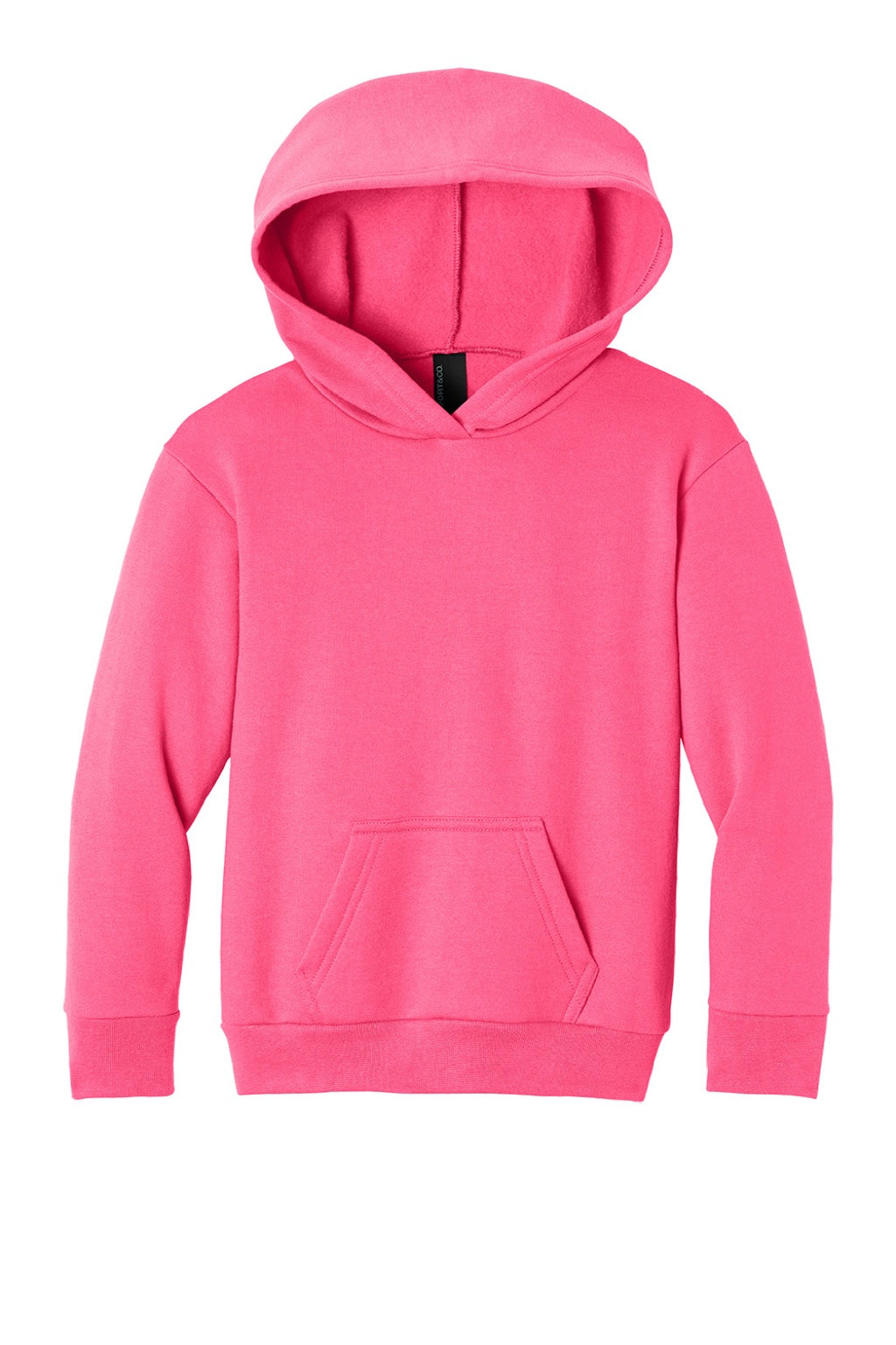 Port & Company PC68YH Youth Easy Fleece Hooded Sweatshirt Hoodie w/ Pouch Pocket Neon Pink Flat Front