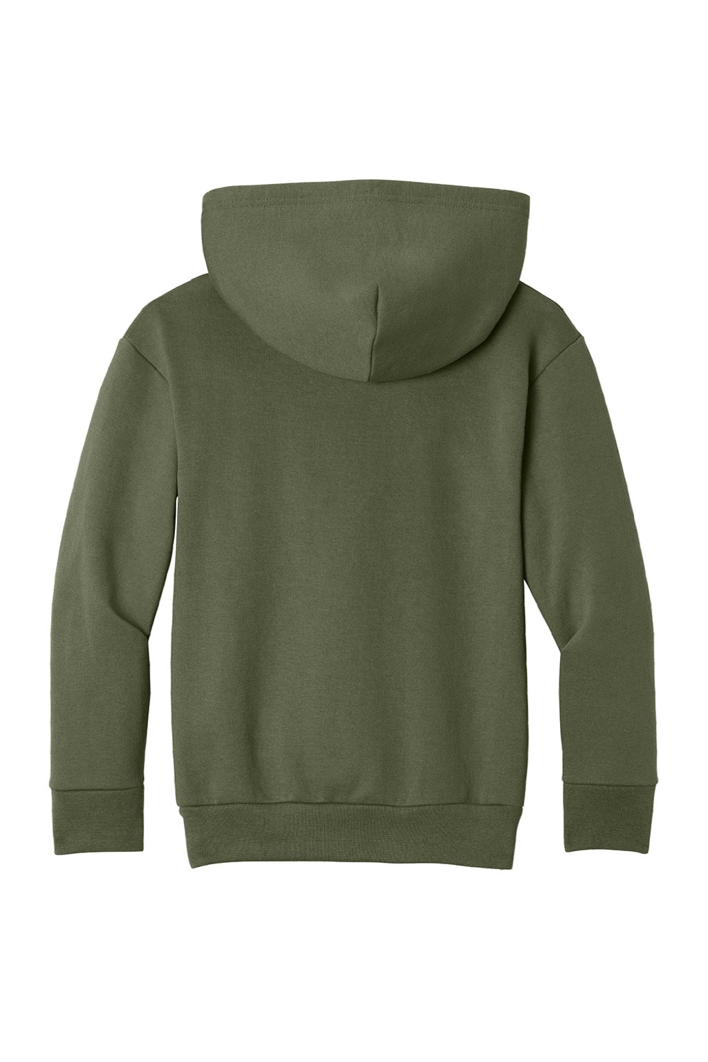 Port & Company PC68YH Youth Easy Fleece Hooded Sweatshirt Hoodie w/ Pouch Pocket Olive Drab Green Flat Back