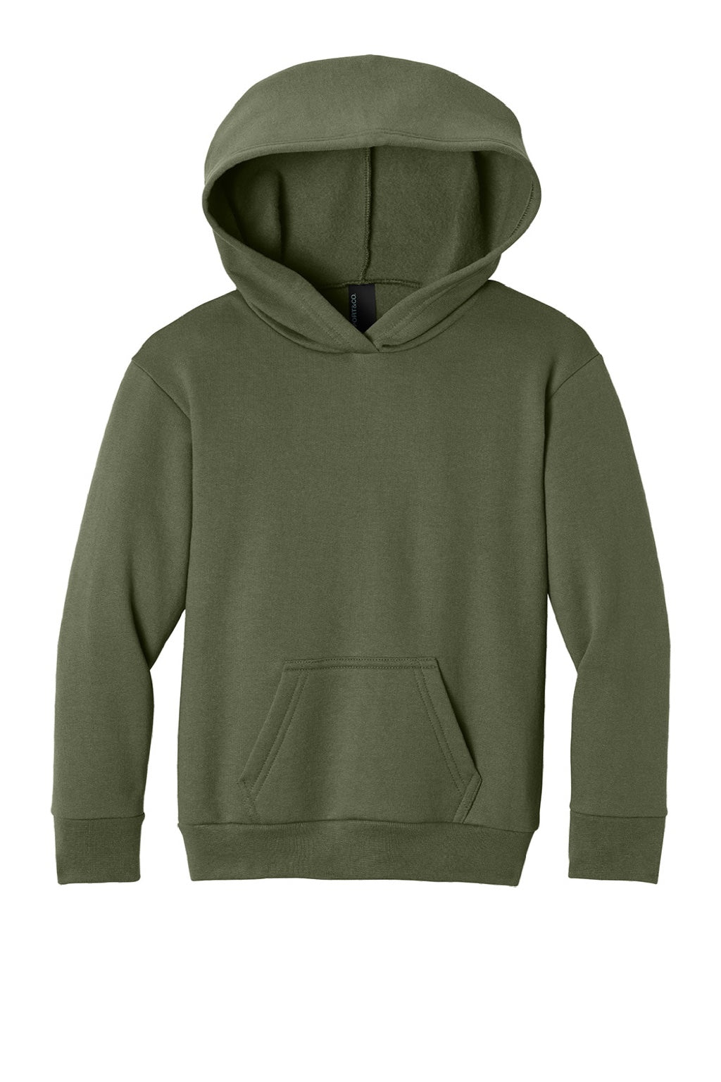 Port & Company PC68YH Youth Easy Fleece Hooded Sweatshirt Hoodie w/ Pouch Pocket Olive Drab Green Flat Front