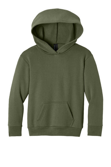 Port & Company PC68YH Youth Easy Fleece Hooded Sweatshirt Hoodie w/ Pouch Pocket Olive Drab Green Flat Front