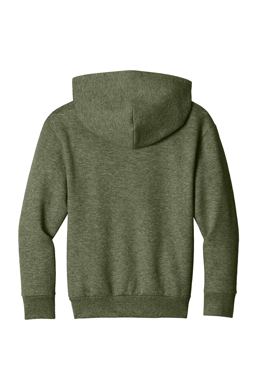 Port & Company PC68YH Youth Easy Fleece Hooded Sweatshirt Hoodie w/ Pouch Pocket Heather Olive Drab Green Flat Back
