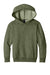 Port & Company PC68YH Youth Easy Fleece Hooded Sweatshirt Hoodie w/ Pouch Pocket Heather Olive Drab Green Flat Front
