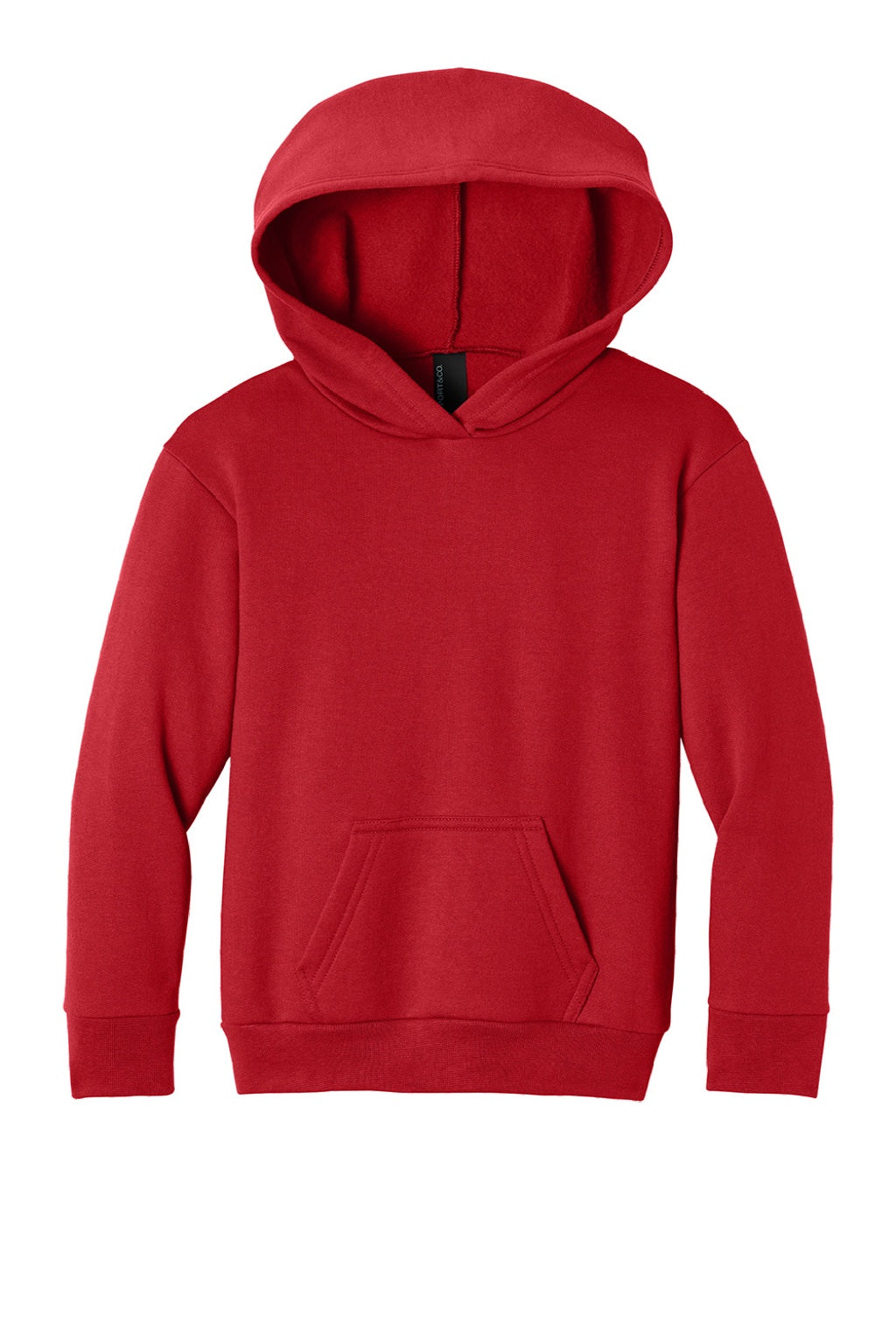 Port & Company PC68YH Youth Easy Fleece Hooded Sweatshirt Hoodie w/ Pouch Pocket Red Flat Front