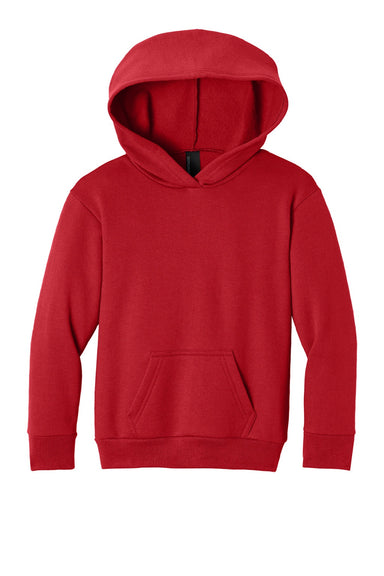 Port & Company PC68YH Youth Easy Fleece Hooded Sweatshirt Hoodie w/ Pouch Pocket Red Flat Front