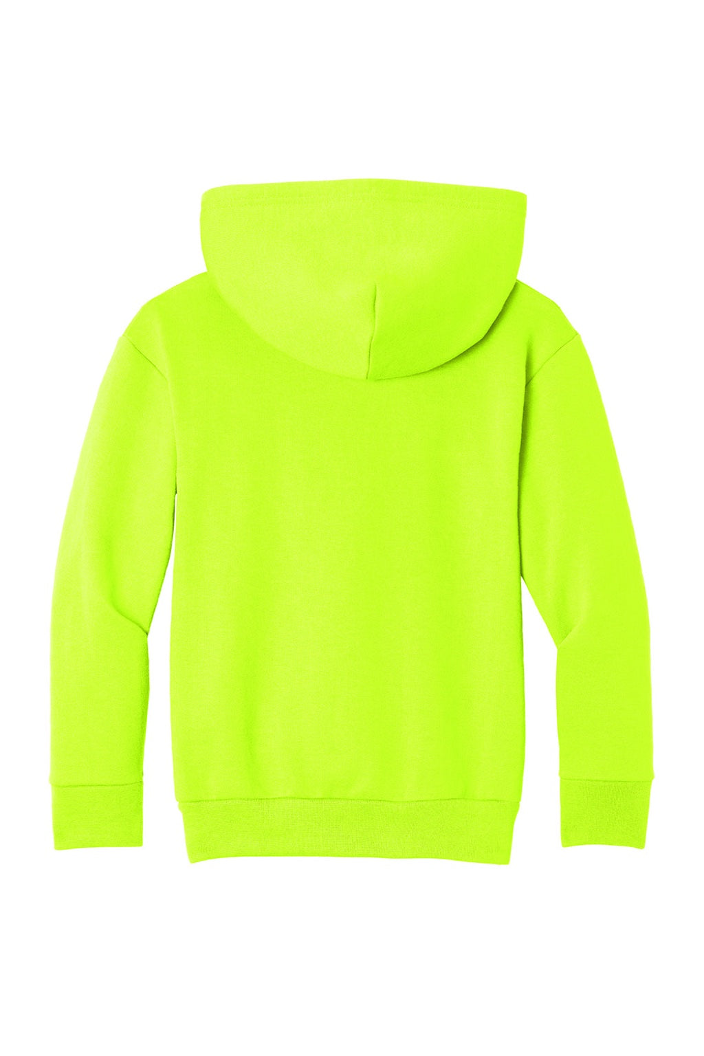 Port & Company PC68YH Youth Easy Fleece Hooded Sweatshirt Hoodie w/ Pouch Pocket Safety Green Flat Back