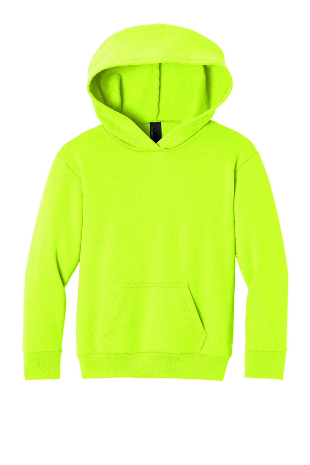 Port & Company PC68YH Youth Easy Fleece Hooded Sweatshirt Hoodie w/ Pouch Pocket Safety Green Flat Front