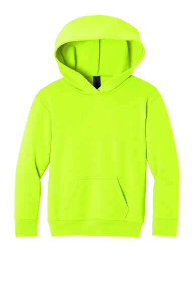 Port & Company PC68YH Youth Easy Fleece Hooded Sweatshirt Hoodie w/ Pouch Pocket Safety Green Flat Front
