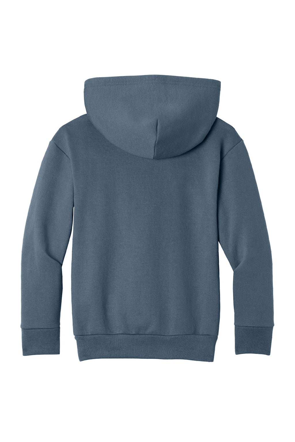 Port & Company PC68YH Youth Easy Fleece Hooded Sweatshirt Hoodie w/ Pouch Pocket Steel Blue Flat Back