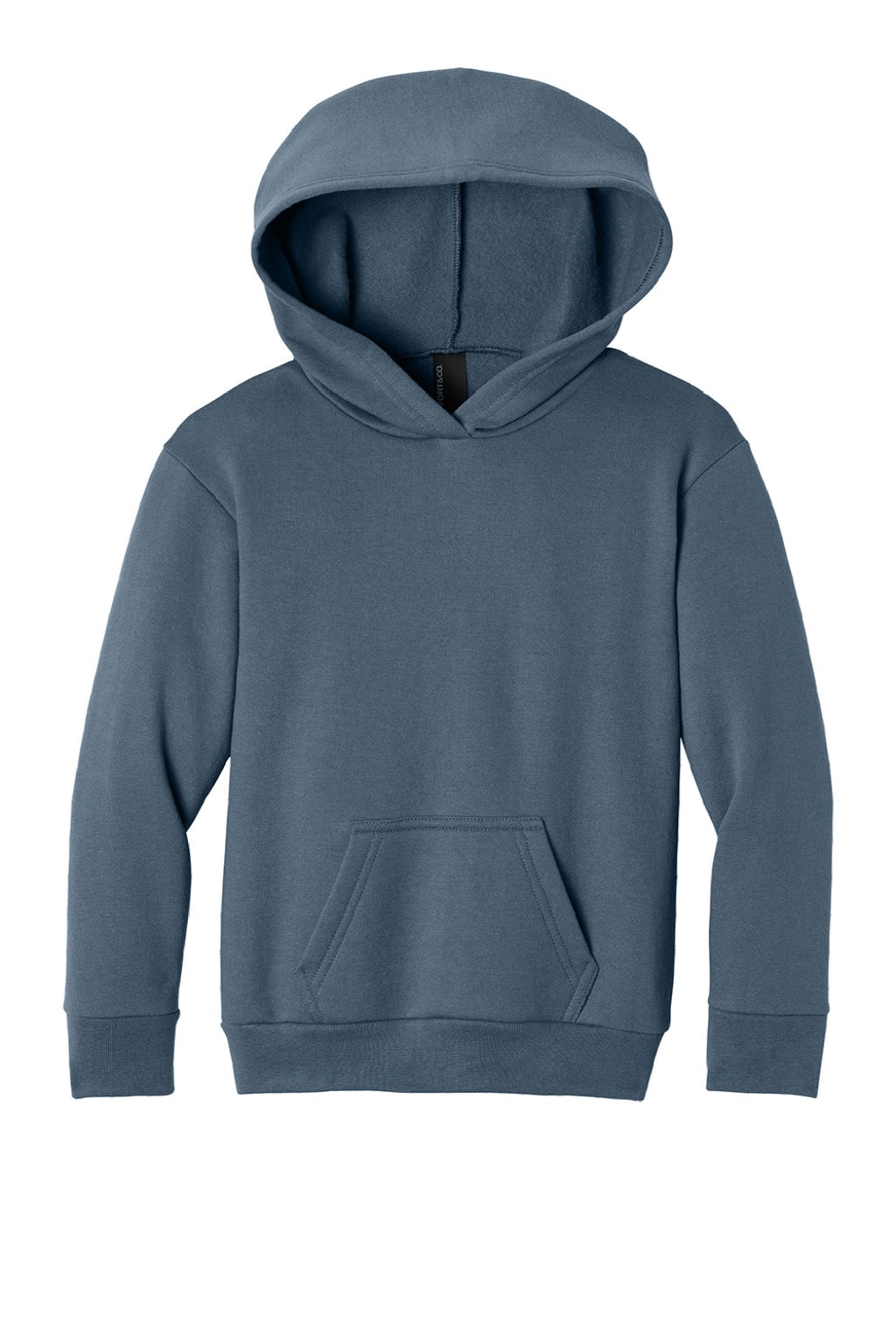 Port & Company PC68YH Youth Easy Fleece Hooded Sweatshirt Hoodie w/ Pouch Pocket Steel Blue Flat Front