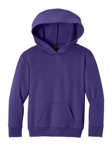 Port & Company PC68YH Youth Easy Fleece Hooded Sweatshirt Hoodie w/ Pouch Pocket Team Purple Flat Front